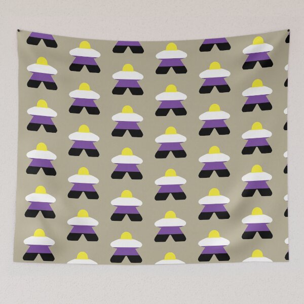 Item preview, Non-Binary Pride Flag Stripes Board Game Meeple  designed and sold by TackyTime.