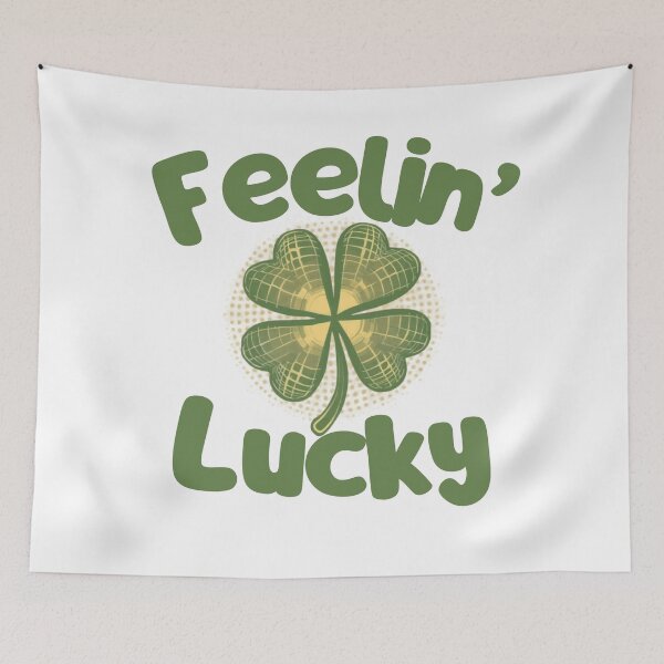 Item preview, Feelin’ Lucky Retro 70s Wavy Typography Shirt (Disco Clover Vintage Aesthetic) designed and sold by trendplusco.