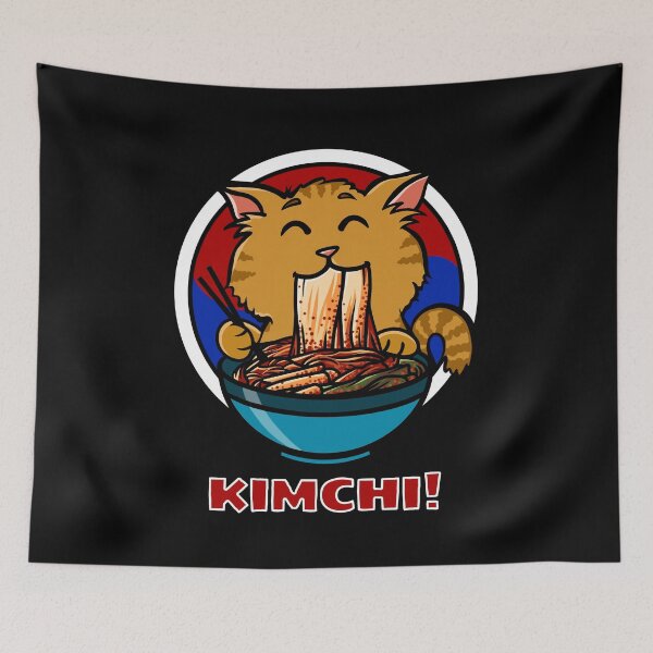 Item preview, Kawaii Orange Cat & Kimchi Trio - Authentic Baechu, Chonggak, & Gat Kimchi Art designed and sold by Jesta Graphics.
