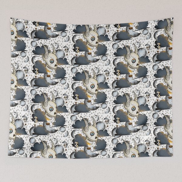 Item preview, Surreal Skull Hot Air Balloon Pattern - Dark Dreamlike Illustration designed and sold by TheArtOfTreble.