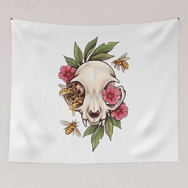 Item preview, Vulture Culture Cat Skull Florals designed and sold by hvwajkwe46.