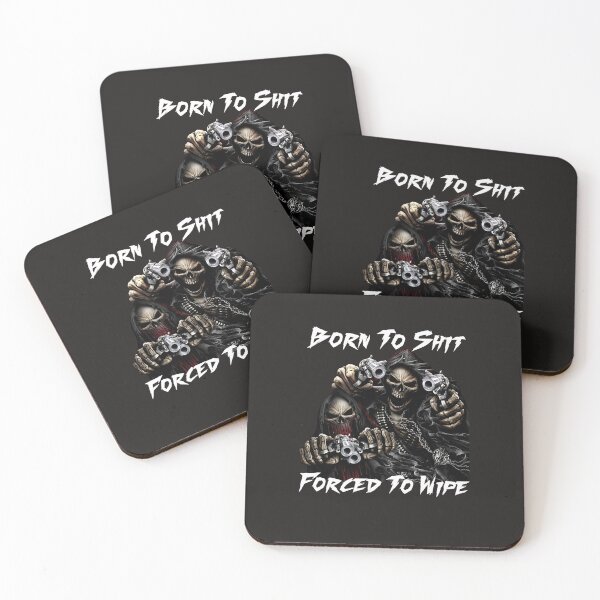 Item preview, Born To Shit Forced To Wipe 2 Funny Skull Badass Skeleton with Guns Meme  designed and sold by Insistmarketing.