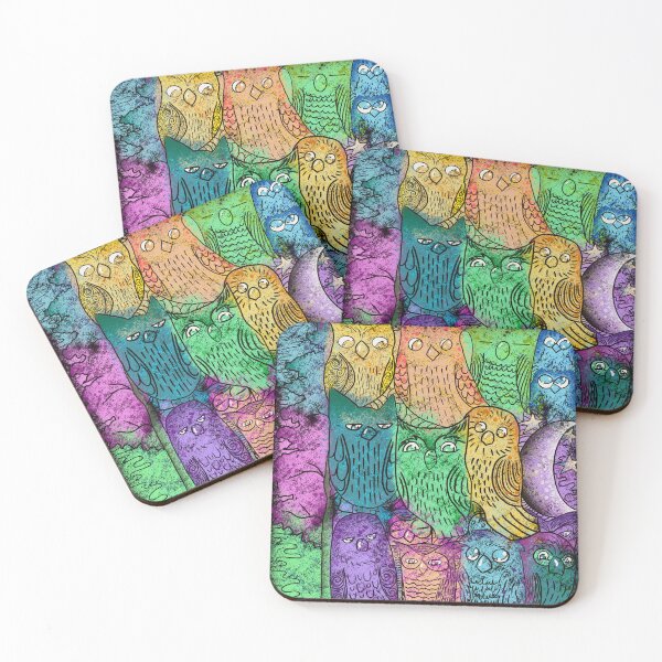 Item preview, Colorful Owl Doodle Pattern - Whimsical Psychedelic Birds designed and sold by TheArtOfTreble.
