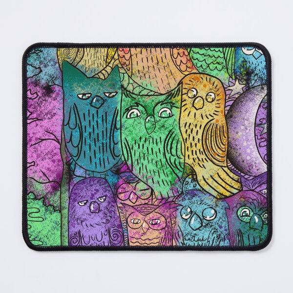 Item preview, Colorful Owl Doodle Pattern - Whimsical Psychedelic Birds designed and sold by TheArtOfTreble.