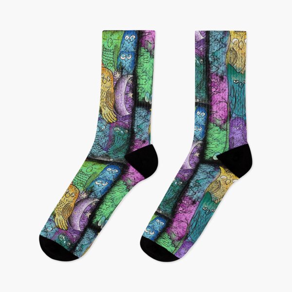 Item preview, Colorful Owl Doodle Pattern - Whimsical Psychedelic Birds designed and sold by TheArtOfTreble.