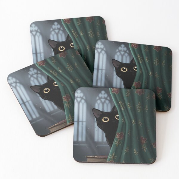 Item preview, Black cat peeking from behind a curtain designed and sold by didiersoyer.