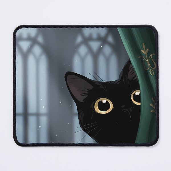 Item preview, Black cat peeking from behind a curtain designed and sold by didiersoyer.