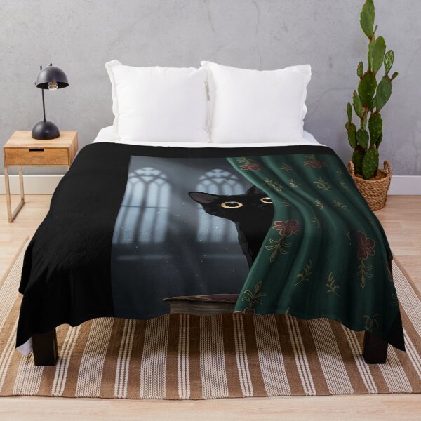 Item preview, Black cat peeking from behind a curtain designed and sold by didiersoyer.