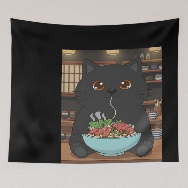 Item preview, Cute black cat eating ramen designed and sold by didiersoyer.