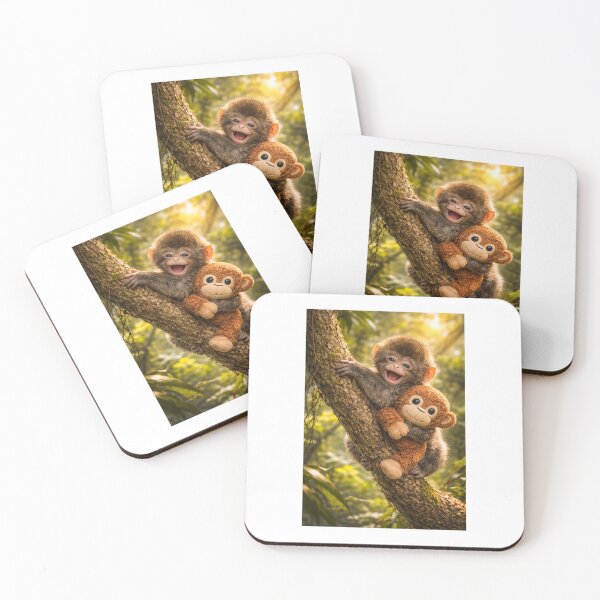 Item preview, Playfulbabymonkey with plush doll designed and sold by Ink & Attitude.