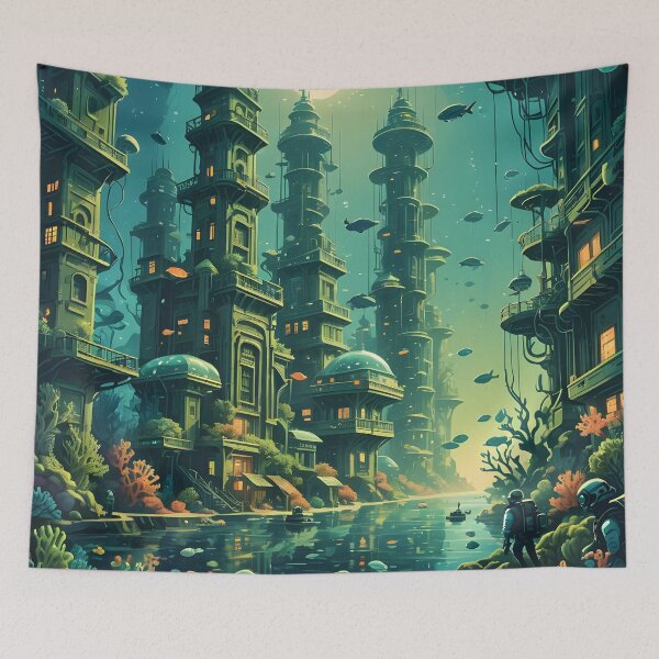 Item preview, Underwater City Bioshock Aesthetic Submerged Deep Sea Neighborhood  designed and sold by RelinCreates.