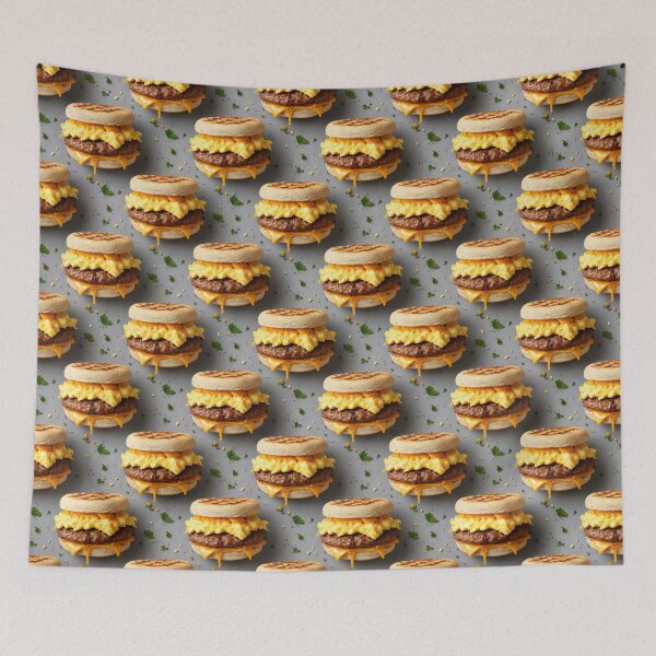 Item preview, Bold Breakfast Stack Food Pattern designed and sold by Fabricbella.