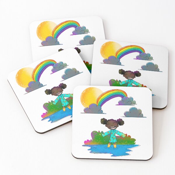 Item preview, Joyful Rainbow Rain Kid - Uplifting Watercolor Illustration designed and sold by TheArtOfTreble.