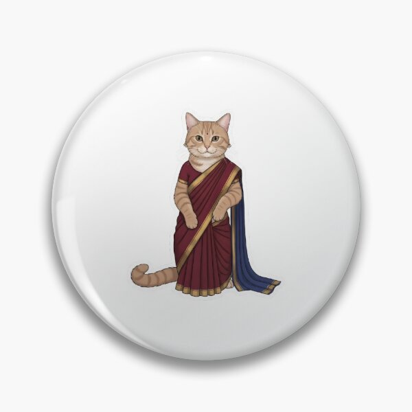 Item preview, Realistic Cat Wearing Saree – Elegant Indian Traditional Cat Sticker designed and sold by Tyzuu.