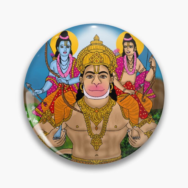 Item preview, Lord Hanuman Devotional Drawing – Hindu Spiritual Warrior Art designed and sold by Harshit_Digital_Arts.