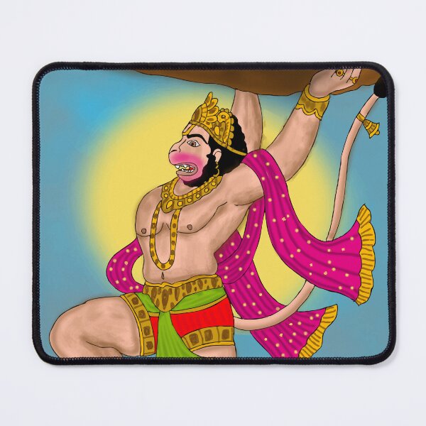 Item preview, Hanuman Divine Power Illustration – Sacred Hindu Art Design designed and sold by Harshit_Digital_Arts.