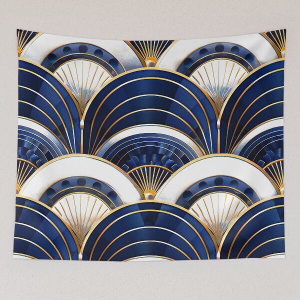 Item preview, Blue, White, And Golden Vintage Distressed Art Deco  designed and sold by DEC02.