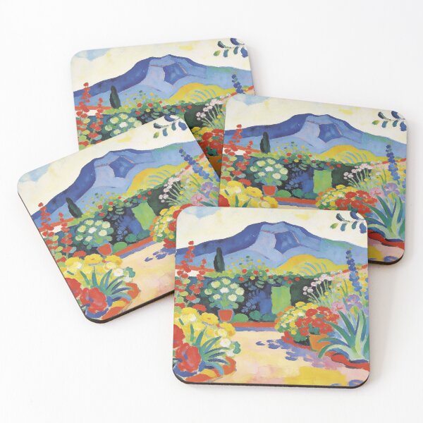Item preview, Colorful Backyard Garden Painting, Vibrant Floral Landscape with Mountain Views designed and sold by BlareBlare.