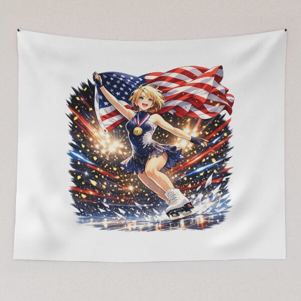 Item preview, alysa liu Ice Skating Champion Victory – Anime Gold Medal Art designed and sold by DreamsMRC.