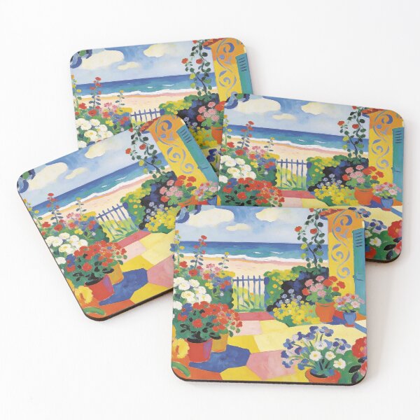 Item preview, Beautiful Flower Garden Wall Art, Backyard with Coastal Scenery designed and sold by BlareBlare.