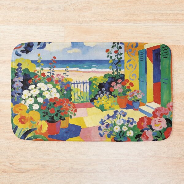 Item preview, Beautiful Flower Garden Wall Art, Backyard with Coastal Scenery designed and sold by BlareBlare.