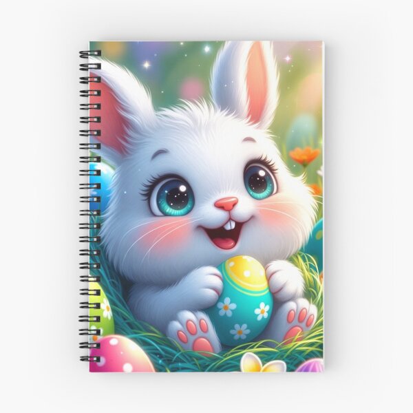 Item preview, Cute White Easter Bunny with Colorful Eggs designed and sold by PixelVibe782.