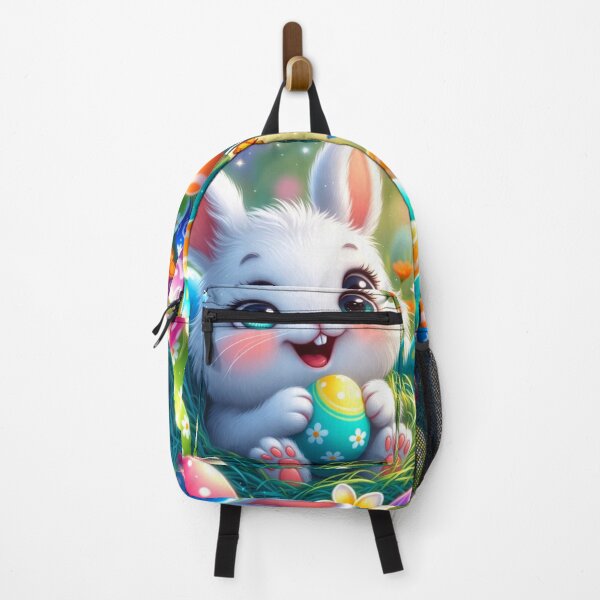 Item preview, Cute White Easter Bunny with Colorful Eggs designed and sold by PixelVibe782.