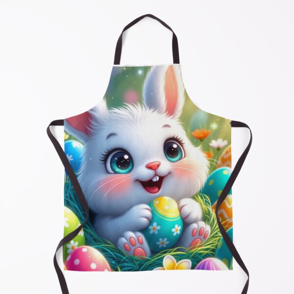 Item preview, Cute White Easter Bunny with Colorful Eggs designed and sold by PixelVibe782.