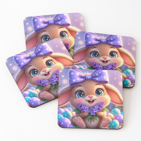Item preview, Cute Easter Bunny with Lilac Flowers designed and sold by PixelVibe782.