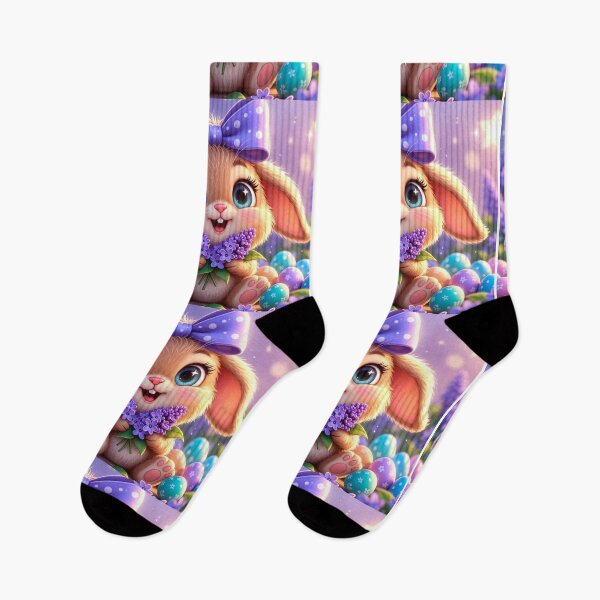 Item preview, Cute Easter Bunny with Lilac Flowers designed and sold by PixelVibe782.