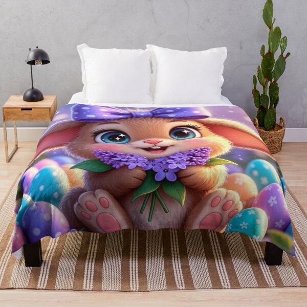 Item preview, Cute Easter Bunny with Lilac Flowers designed and sold by PixelVibe782.