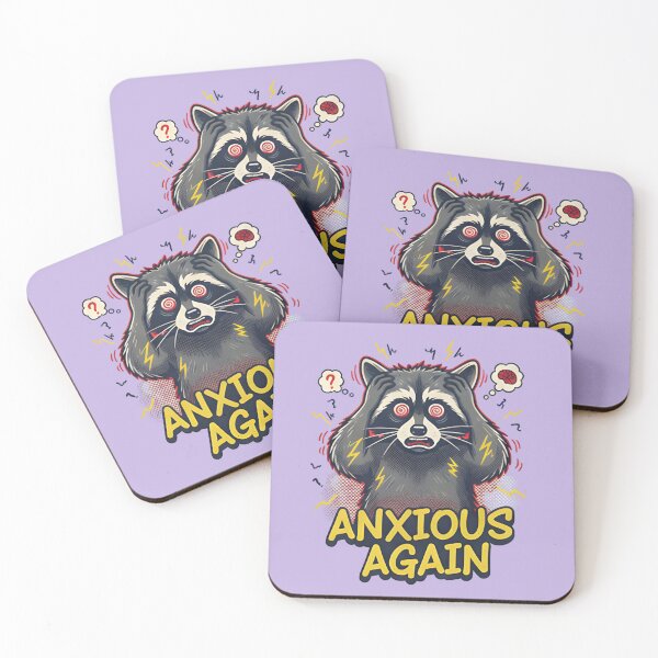 Item preview, Pegatina de mapache ansioso | Meme divertido sobre ansiedad | Animal de salud mental con el que te puedes identificar designed and sold by ZyxDes.