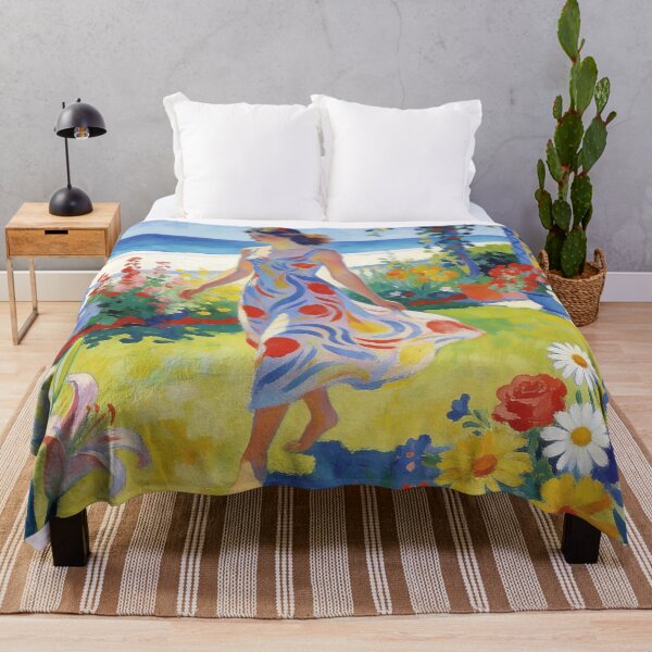 Item preview, Romantic Blooming Garden Artwork, Scenic Backyard with Ocean View designed and sold by BlareBlare.