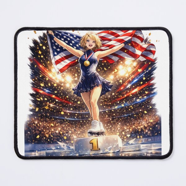 Item preview, alysa liu Ice Skating Champion Podium Victory Anime Art designed and sold by DreamsMRC.