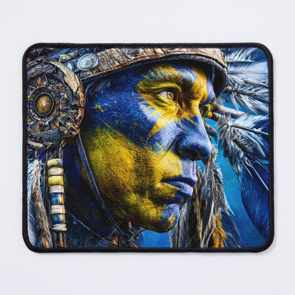 Item preview, Vibrant Tribal Warrior with Feathered Headgear designed and sold by Artessie.