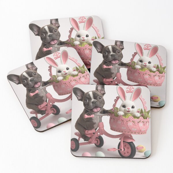 Item preview, Cute French Bulldog and Easter Bunny Ride designed and sold by PixelVibe782.