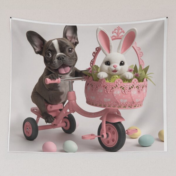 Item preview, Cute French Bulldog and Easter Bunny Ride designed and sold by PixelVibe782.