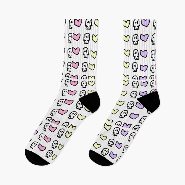 Item preview, Pastel pink & pastel purple & pastel yellow hearts & skulls designed and sold by roselily1111.