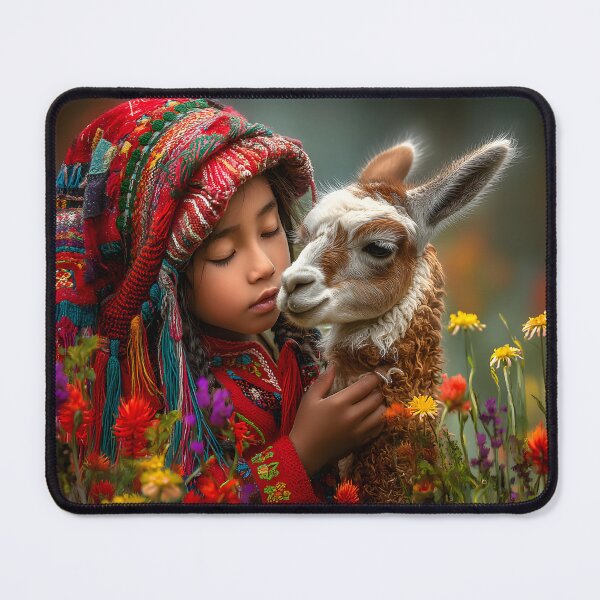 Item preview, Child Embracing Llama in a Colorful Flower Field designed and sold by Artessie.