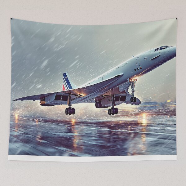 Item preview, Rain-Soaked Airport Concorde Launch designed and sold by Skyframe Aviation.