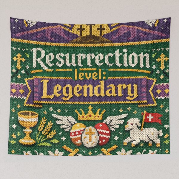 Item preview, Resurrection Level Legendary Funny Easter Saying Knitting Pattern designed and sold by Mauswohn.