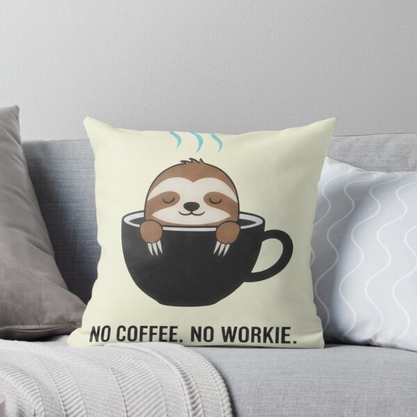 Item preview, Funny Sloth Coffee Meme - Powered by Loading & No Coffee No Workie - Cute Sloth Hugging Mug Illustration - Relatable Office Humor T-Shirt & Sticker designed and sold by ZyxDes.