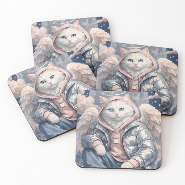 Item preview, Angel Cat Streetwear Aesthetic – Celestial Blue Eyed Kitty Art designed and sold by Luvahawb.