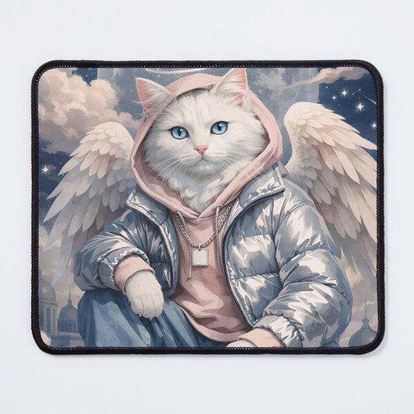 Item preview, Angel Cat Streetwear Aesthetic – Celestial Blue Eyed Kitty Art designed and sold by Luvahawb.