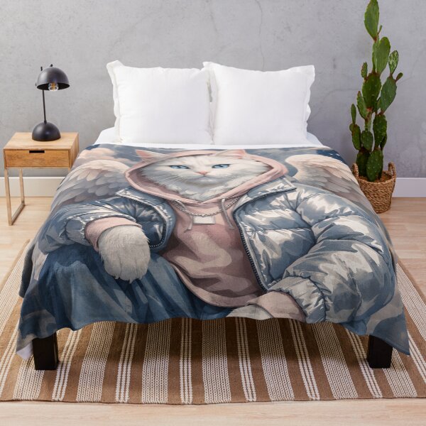 Item preview, Angel Cat Streetwear Aesthetic – Celestial Blue Eyed Kitty Art designed and sold by Luvahawb.