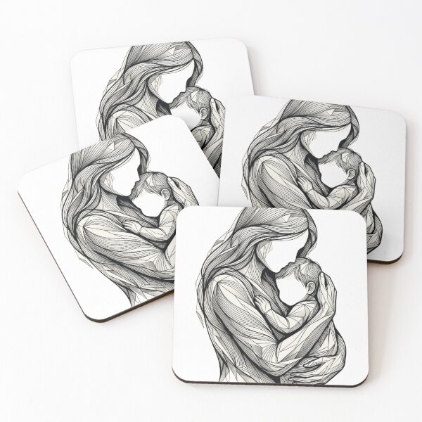 Item preview, Minimalist Geometric Mother’s Embrace - Modern Line Art Portrait designed and sold by Line & Shade.