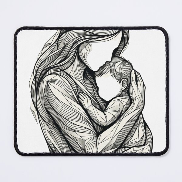 Item preview, Minimalist Geometric Mother’s Embrace - Modern Line Art Portrait designed and sold by Line & Shade.