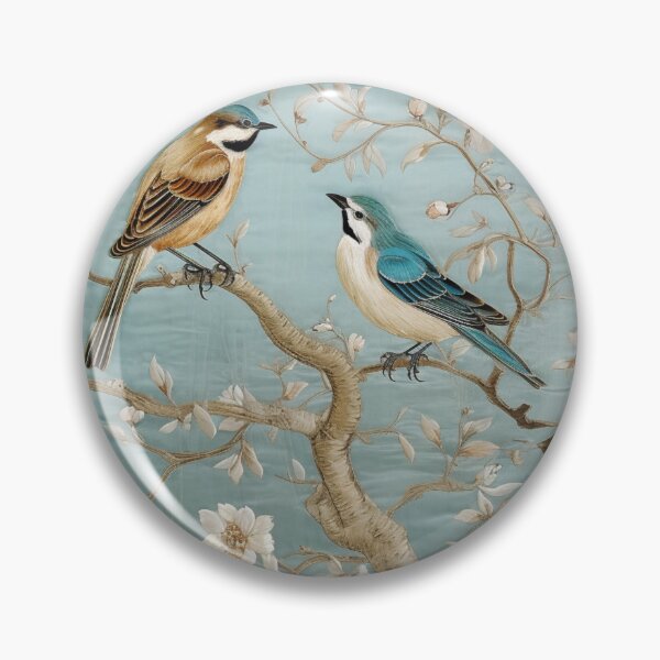 Item preview, Silk Floral Sparrows Light Blue Tree Carpet designed and sold by GrinGalore.