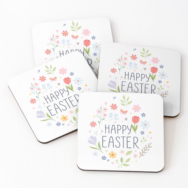 Item preview, Happy Easter Floral Design - Cute Spring Flowers and Butterflies Pastel Illustration designed and sold by TTStudio.