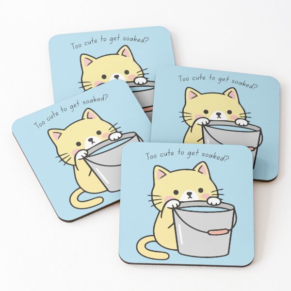 Item preview, Too Cute to Get Soaked? – Adorable Kawaii Cat Illustration designed and sold by CHANCHANAI.